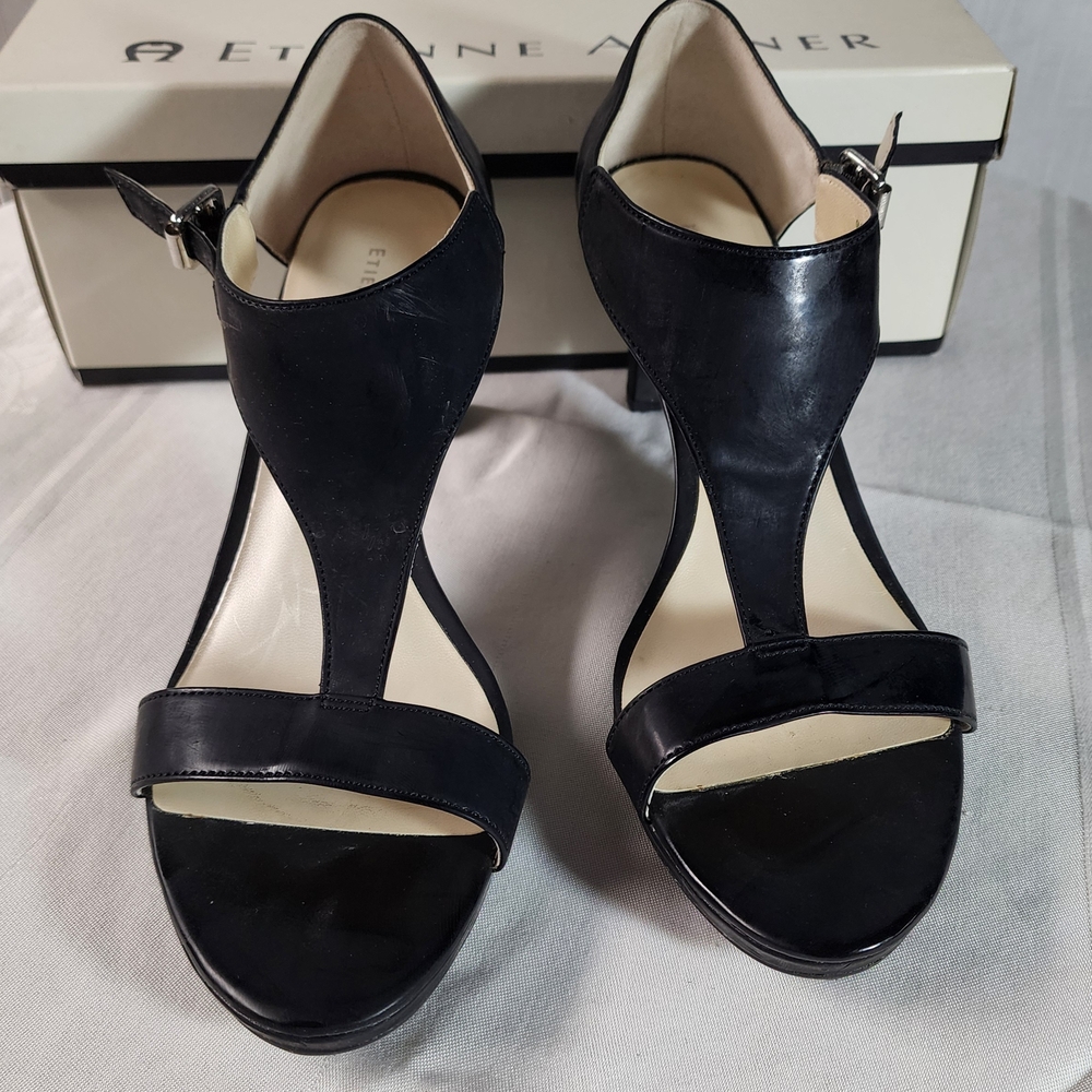 Etienne Aigner Black Strappy Heels
